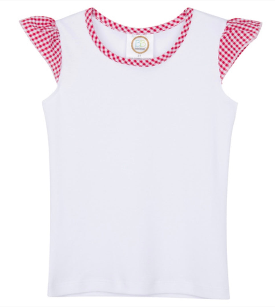 Gingham short sleeve girls shirt