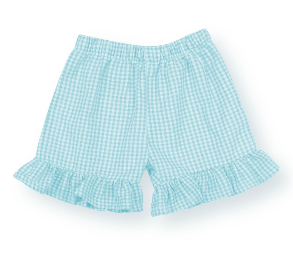 Ruffle gingham girls shorts