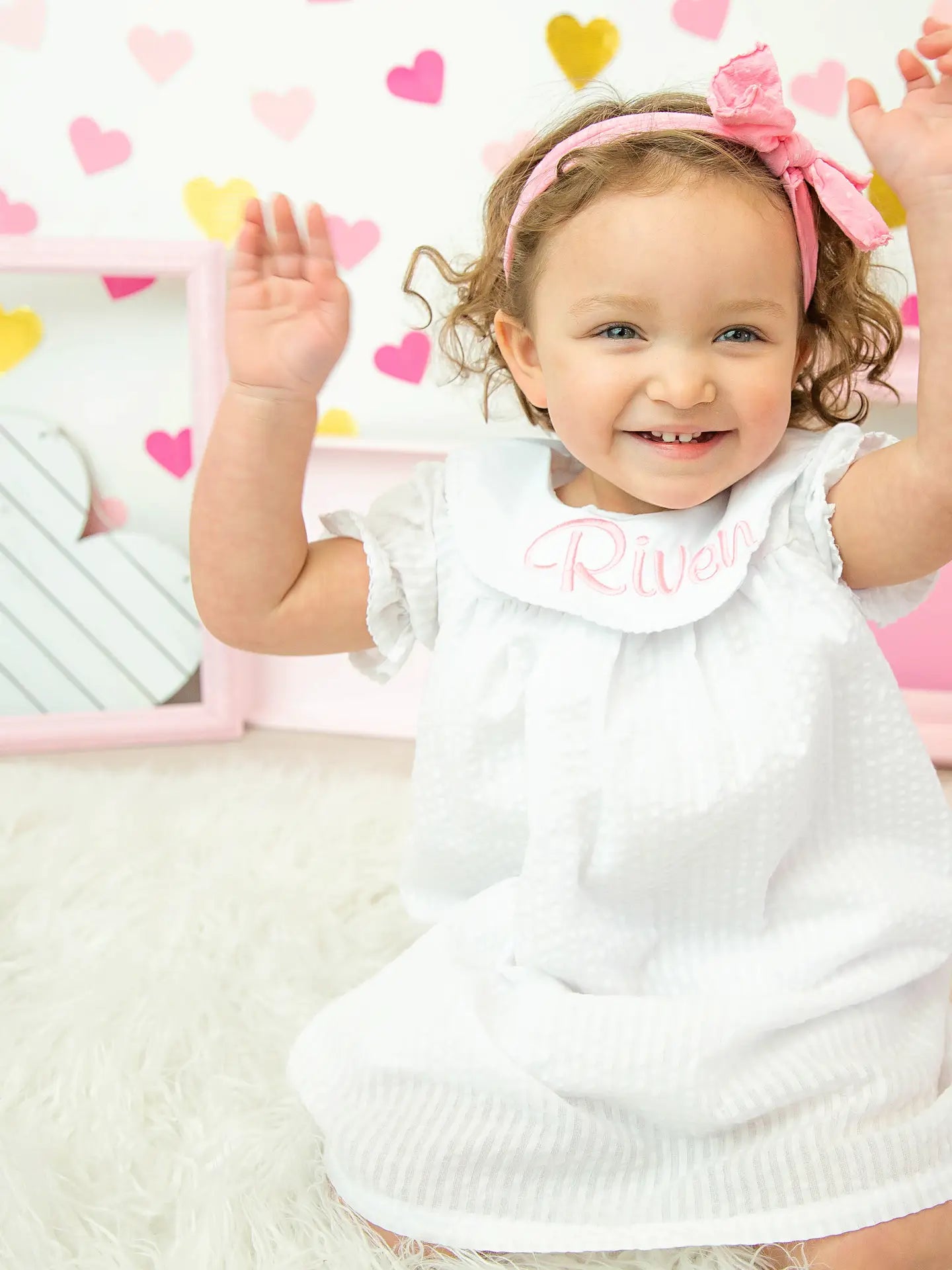 White Short Sleeve Bishop Dress