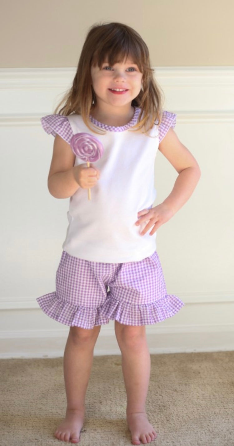 Gingham short sleeve girls shirt